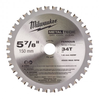 Пиляльний диск по металу 150x20 мм 34 зуби MILWAUKEE