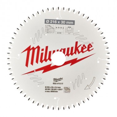 Диск пиляльний PFTE MILWAUKEE, O216/30мм, 48 зуб. Диск пиляльний PFTE MILWAUKEE, O216/30мм, 48 зуб.
