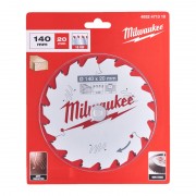 Диск пильный по дереву для торцевых пил PFTE THIN KERF MILWAUKEE, Ø140х20х1,6мм, 18 зуб.