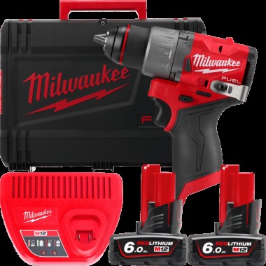Дрель-шуруповерт аккумуляторная бесщёточная MILWAUKEE, M12 FDD2-602X, 45Нм (ЗУ, 2х6Ач. HDкейс)