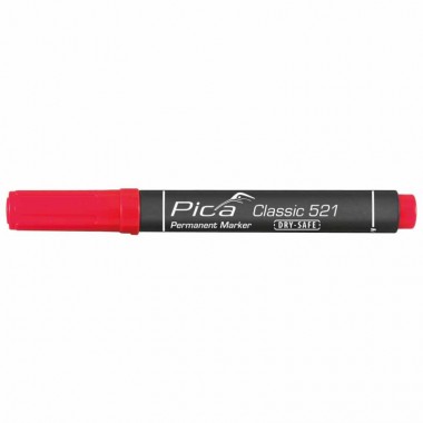 Маркер перманентний Pica 521/40 Classic Permanent Marker Chisel tip, зі скошеним носиком, червоний