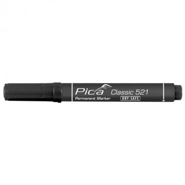 Маркер перманентний Pica 521/46, Classic Permanent Marker Chisel tip, зі скошеним носиком, чорний