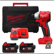 Шуруповерт ударный аккумуляторный бесщёточный MILWAUKEE (190Нм) M18 BLIDR-502X (ЗУ+2аккХ5Ач+HDкейс)