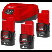 Акумулятор Li-Ion MILWAUKEE, M12 NRG-303 (+ заряд.пристрій, 3 акум.Х 3Аг)