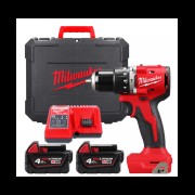 Дриль-шурупокрут з ударом акумуляторний М18 BLPDRC-402С, крутний момент 60Нм (+ заряд.пристрій, 2 акум., HD кейс)