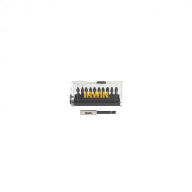 Биты IMPACT PRO 1/4"/25мм, комплект 10шт: PZ1х2 / PZ2х5 / PZ3х2 + держатель, IRWIN