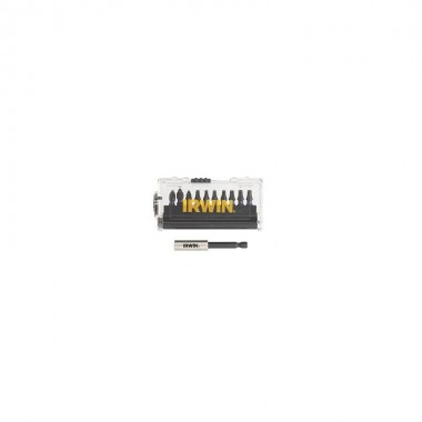 Биты IMPACT PRO 1/4"/25мм, комплект 10шт: PZ2x3 / T20x4 / T25х3 +  держатель, IRWIN