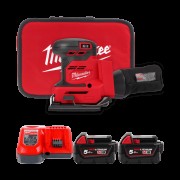 Шлифмашина вибрационная аккумуляторная MILWAUKEE, M18 BQSS-502B, 113х104мм (ЗУ, 2х5Ач, сумка)