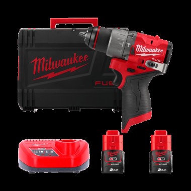 Дриль-шуруповерт акумуляторний безщітковий ударний MILWAUKEE M12 FPD2-202X (37Нм) (ЗУ+2Х2Ач+HDкейс)