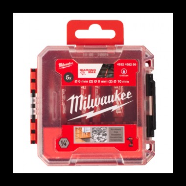 Набір коронок алмазних Diamond Plus MILWAUKEE (1/4 Hex) (діаметр 6, 6, 8 , 8, 10мм)