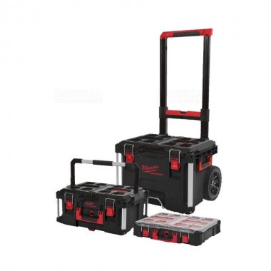 Візок на коліщатах з ящиками для інструментів MILWAUKEE PACKOUT 4932499041 Візок на коліщатах з ящиками для інструментів MILWAUKEE PACKOUT 4932499041
