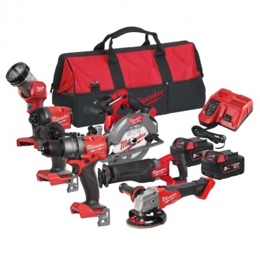 Набір з 6 інструментів безщіткових акумуляторних M18 FPP6G3-502B MILWAUKEE (M18 FPD3 18V акум ударна дриль; M18 FID3 18V акум ше