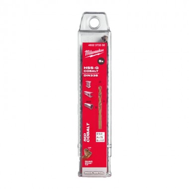 Сверло по металлу HSS-Co MILWAUKEE, DIN338, Ø8,0х117х75мм, (5шт)