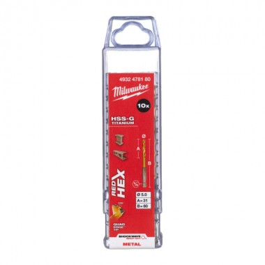 Свердло по металу Milwaukee RedHEX HSS-G TiN. 5мм (10 шт)