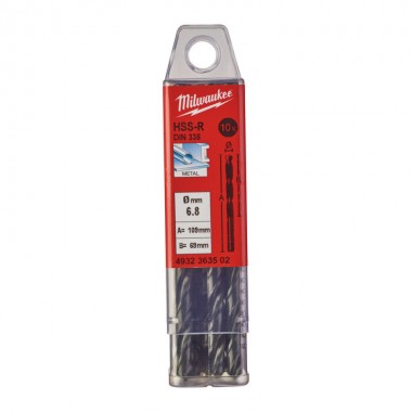 Свердло по металу HSS-R MILWAUKEE DIN338, O6,8мм, (10шт) пластикова коробка