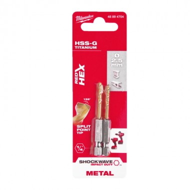 Свердло по металу Milwaukee RedHEX HSS-G TiN 2.5мм (2 шт)
