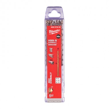 Сверло по металлу HSS-Co MILWAUKEE, DIN338, Ø4,0х75х43мм, (10шт)