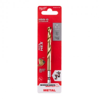 Сверло по металлу Milwaukee RedHEX HSS-G TiN 8мм (1 шт)