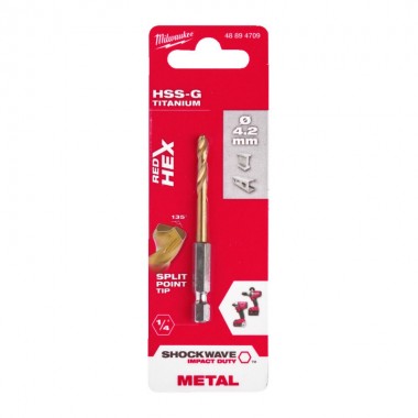 Свердло по металу Milwaukee RedHEX HSS-G TiN 4.2мм (1 шт)