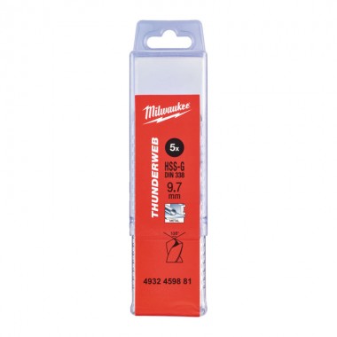 Свердло по металу THUNDERWEB HSS-G MILWAUKEE DIN338, діаметр 9,7х133х87мм, (5шт), пластикова коробка