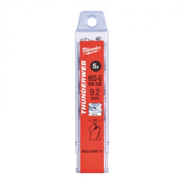 Свердло по металу THUNDERWEB HSS-G MILWAUKEE DIN338, O9,2х125мм, (5шт)