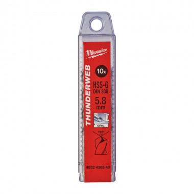 Свердло по металу THUNDERWEB HSS-G MILWAUKEE DIN338, O5,8x93мм, (10шт)