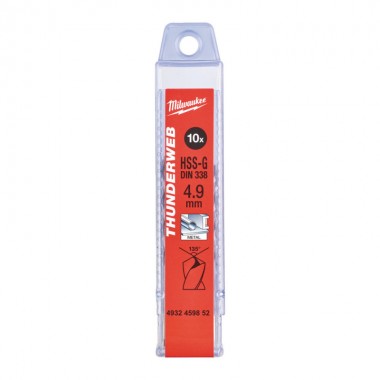 Сверло по металлу THUNDERWEB HSS-G MILWAUKEE, DIN338, Ø4,9х86х52мм, (10шт)