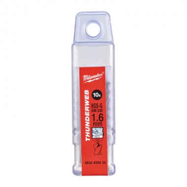 Свердло по металу THUNDERWEB HSS-G MILWAUKEE DIN338, O1,6х43мм, (10шт), пластикова коробка