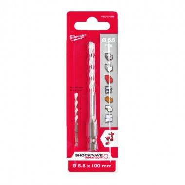 Свердло універсальне ShW HEX MILWAUKEE, діаметр 5,5x100 мм Свердло універсальне ShW HEX MILWAUKEE, діаметр 5,5x100 мм