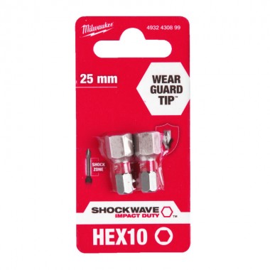 Насадка Milwaukee SHOCKWAVE Hex10 25мм (2 шт)