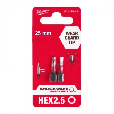 Насадка Milwaukee SHOCKWAVE Hex2,5 25мм (2 шт)