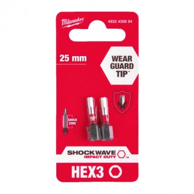 Насадка Milwaukee SHOCKWAVE Hex3 25мм (2шт)