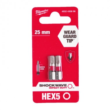 Насадка Milwaukee SHOCKWAVE Hex5 25мм (2шт)