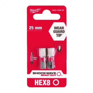 Насадка Milwaukee SHOCKWAVE Hex8 25мм (2шт)