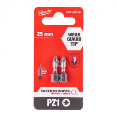 Насадка Milwaukee SHOCKWAVE PZ1 25мм (2шт)