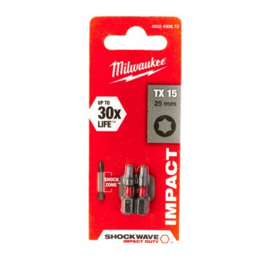 Насадка Milwaukee SHOCKWAVE TX15 25мм (2шт)