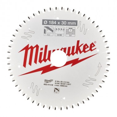 Диск пиляльний Alu PFTE MILWAUKEE, діаметр 184х30х2,4мм, 54 зуб. Диск пиляльний Alu PFTE MILWAUKEE, діаметр 184х30х2,4мм, 54 зуб.
