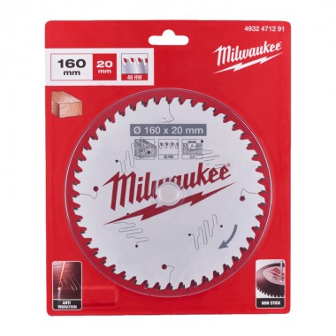 Диск пиляльний PFTE MILWAUKEE, діаметр 160х20х2,2мм, 48 зуб.