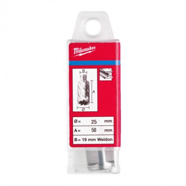 Кольцевая фреза по металлу MILWAUKEE HSS (WELDON), Ø25x50мм