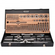 Набір мітчиків та плашок VOELKEL UNC/UNF 1/4-3/4 HSS-G 56 предметів (металевий кейс)