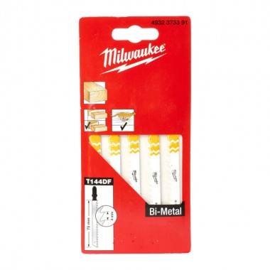 Полотна для лобзика T144DF Bi-Metal MILWAUKEE, 75мм/ крок зубу 4,0мм, (5шт), (деревина, швидкий різ)