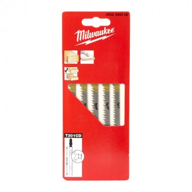 Полотна для лобзика T301CD MILWAUKEE, 105мм/ крок зуба 3,0мм, (5шт), (деревина, чистий різ)