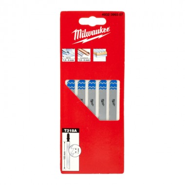 Полотна для лобзика T318A MILWAUKEE, 105мм/ крок зуба 1,0мм, (5шт), (універсальні) Полотна для лобзика T318A MILWAUKEE, 105мм/ крок зуба 1,0мм, (5шт), (універсальні)