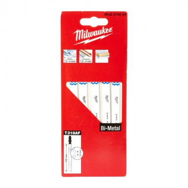 Полотна для лобзика Bi-Metal T318AF Bi-Metal MILWAUKEE, 105мм/ крок зуба 1,2мм, (5шт), (універсальні