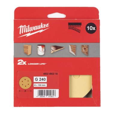 Папір шліфувальний HP MILWAUKEE діаметр 150мм/6 HL, зерно 240, (10шт)