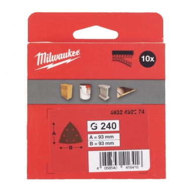 Папір шліфувальний MILWAUKEE, 93х93х93мм HL, зерно 240, (10шт)