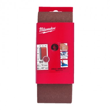 Стрічка шліфувальна MILWAUKEE, 75х457мм, зерно 40 (5шт)
