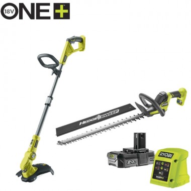 Комбінований садовий комплект RYOBI RY18LT18HTA-120 18V ONE+ (1x бездротовий триммер для трави 30 см, 1x бездротовий триммер для