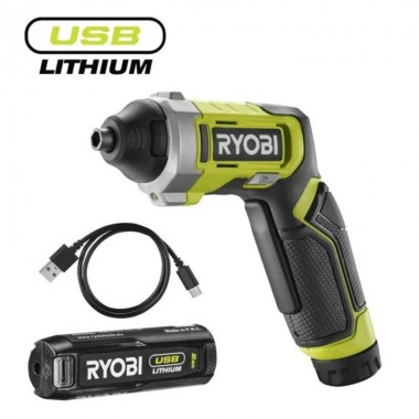 Викрутка акумуляторна RYOBI USB Lithium RSD4-120T 4В (1акум.х2Аг) 5Нм, 200об/хв