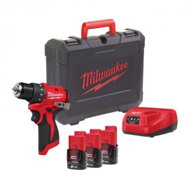 Дриль-шурупокрут акумуляторний MILWAUKEE M12 BLDDRC-203C (40Нм) (ЗП+3 ак.Х2Аг+кейс)
